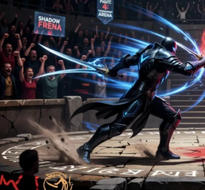 Shadow Fight 4: Arena versenytorna kulcs pillanata, két harcos összecsapása